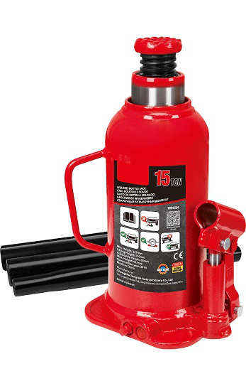 Cric Bouteille Hydraulique 15T Avec Embase Soudée