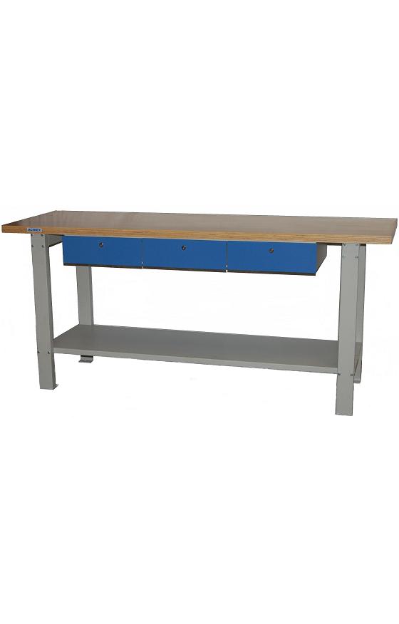 Établi D'atelier Bois Métal 3 Tiroirs